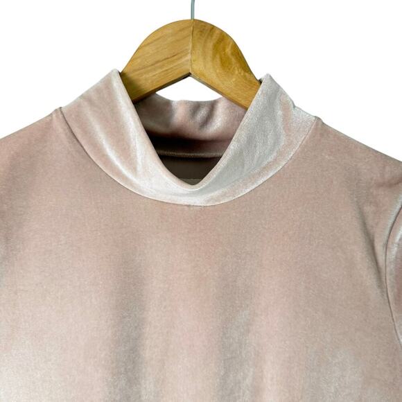 Madewell Velvet Mockneck Short Sleeve Tee Top in Avalon Pink Blush, Size‎ Medium - Picture 3 of 8